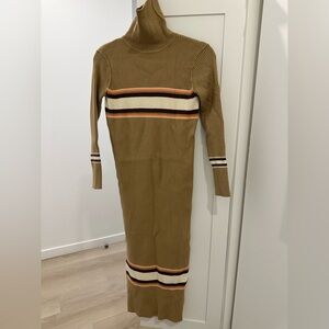 Free People Tan Striped Knit Midi Dress